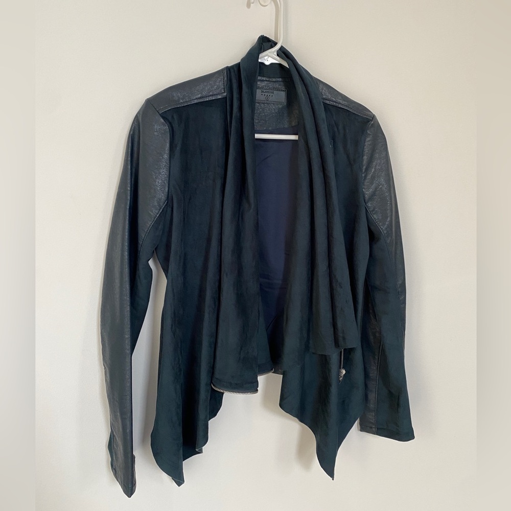 BLANK NYC Deep Teal Moto Jacket Vegan Leather, Size Small.